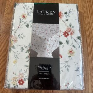 NWT Ralph Lauren Tablecloth 70” Round Floral Garden NIP